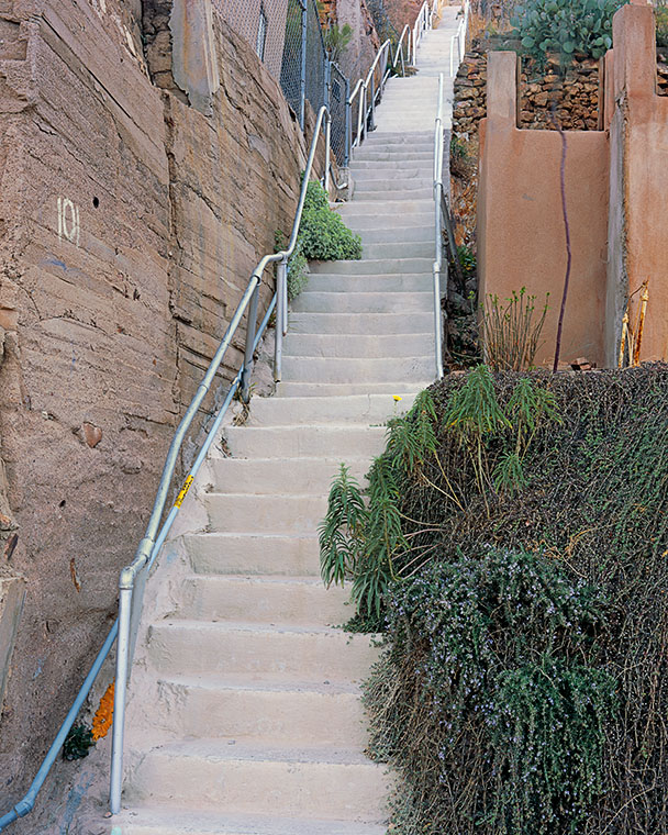 One of many staircases found in Bisbee. Each year organizers promote foot races up and down these paths.