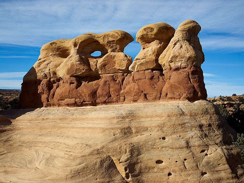 Hoodoos in a parade that resembles a Christmas depiction of the three wise men taken at Devils Garden, Utah.