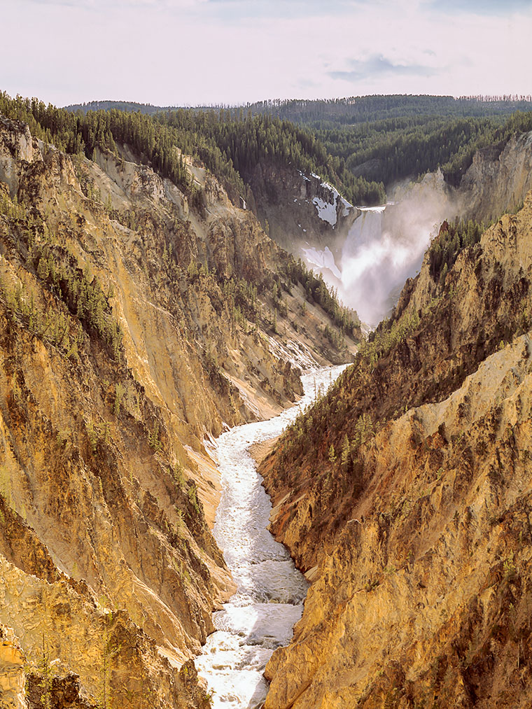 Lower Yellowstone Falls on a chilly spring afternoon.