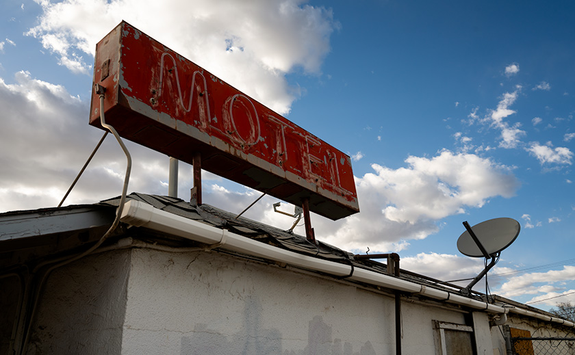 Gallup's deserted motel sign, a relic of Route 66 history