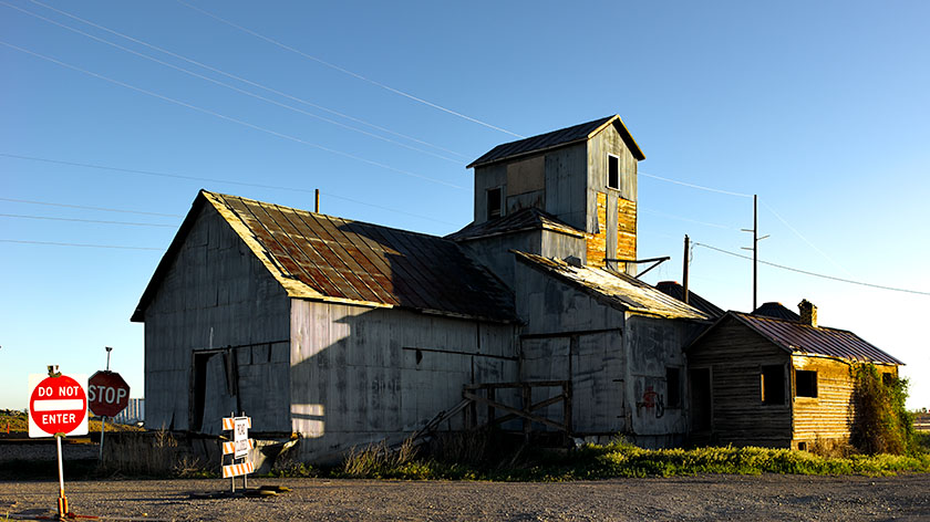 An abandoned grain silo in Madison county, Idaho