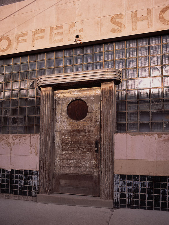 Closed art deco coffee shop in Silver City, New Mexico
