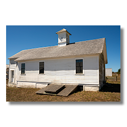 White historical building with cupola at Pierce Point Ranch, Point Reyes, California