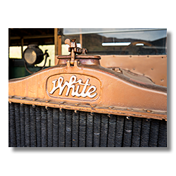 An old White mining dump truck at Robson's Mining World near Aguila, Arizona.
