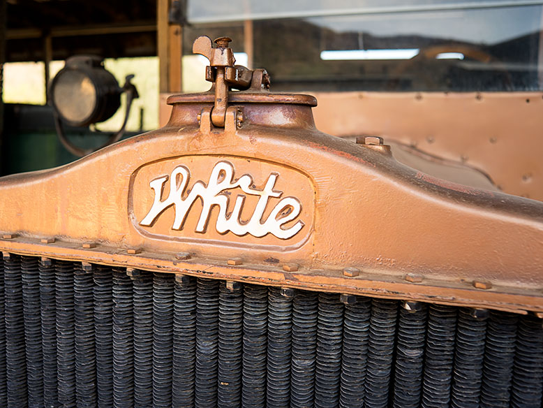An old White dump truck on display at Robson's Mining World near Aguila, Arizona.